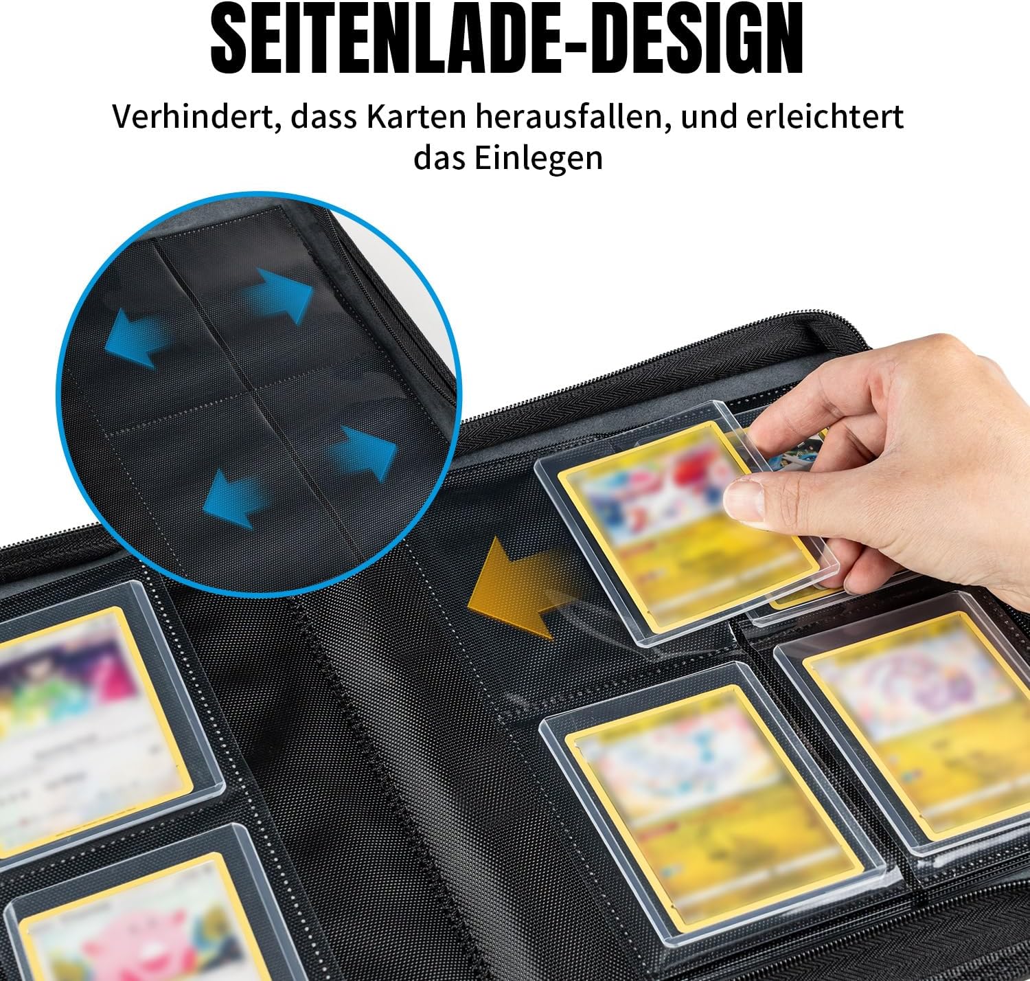 Detalle de Tolesum Toploader Sammelkarten Album – 112 Toploader, 4 Fächer pro Seite, inkl. 10 Toploader Hüllen