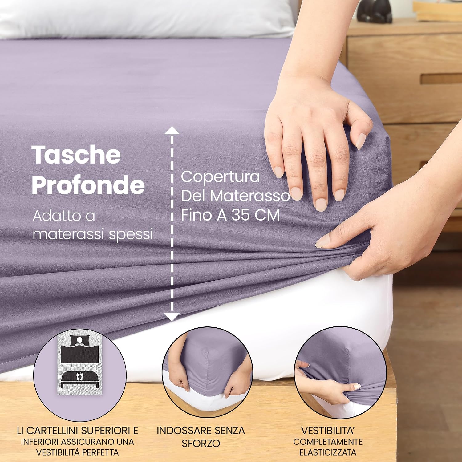 Detalle 1 de Lenzuolo con angoli 180x200 lavanda
