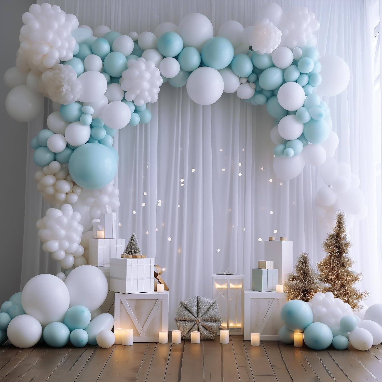 Thumbnail 6 de Wokceer White Backdrop Curtain for Weddings and Events (10x8FT, 2 Panels)
