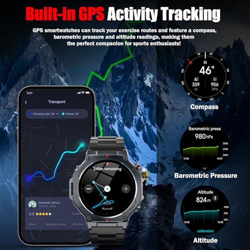 Detalle de Reloj Inteligente Jugeman para Hombre con GPS, 5ATM y Linterna LED: deporte, salud y comunicación en una sola muñeca