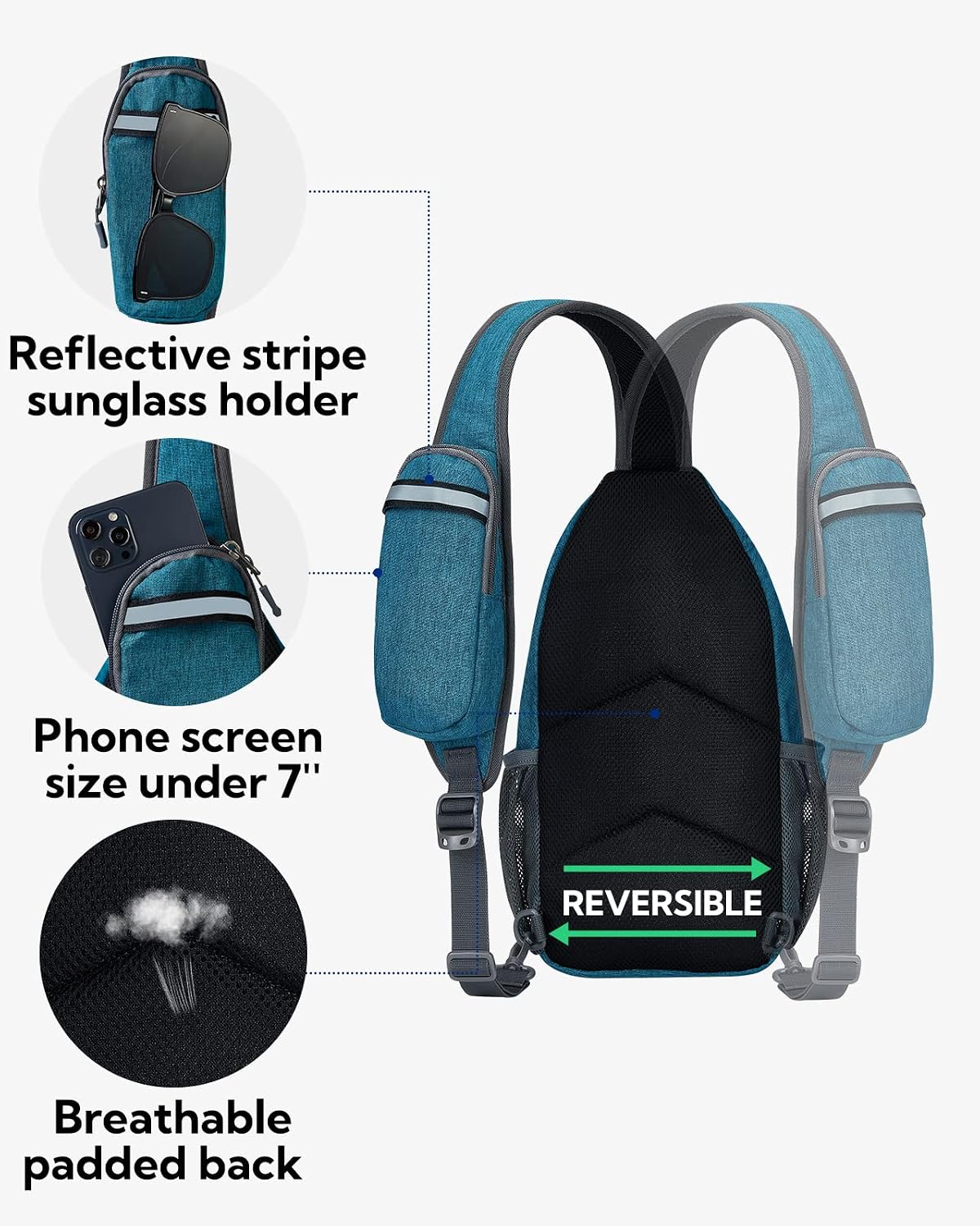 Detalle de Waterfly Sling Bag Backpack: Lightweight multi-compartment daily adventure bag