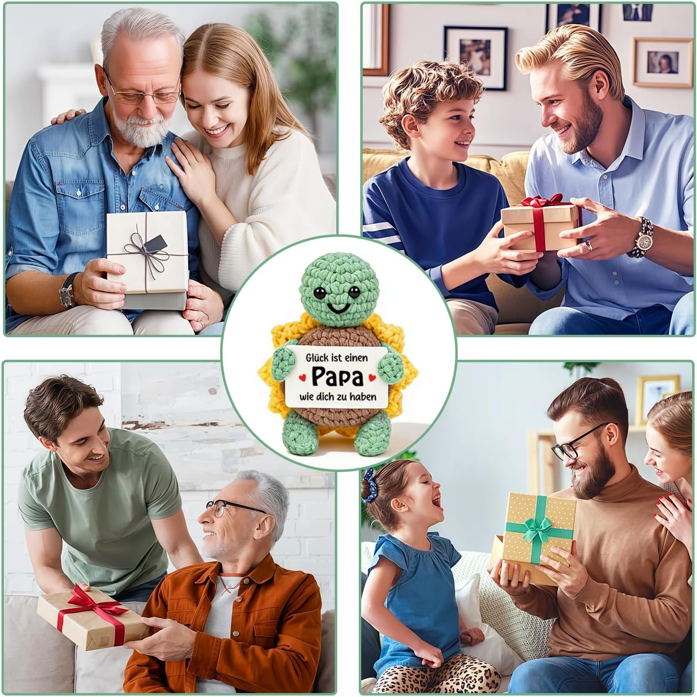 Thumbnail 6 de HUKUMA Positive Schildkröte – handgefertigte Sonnenblumenschildkröte als Geschenk für Papa