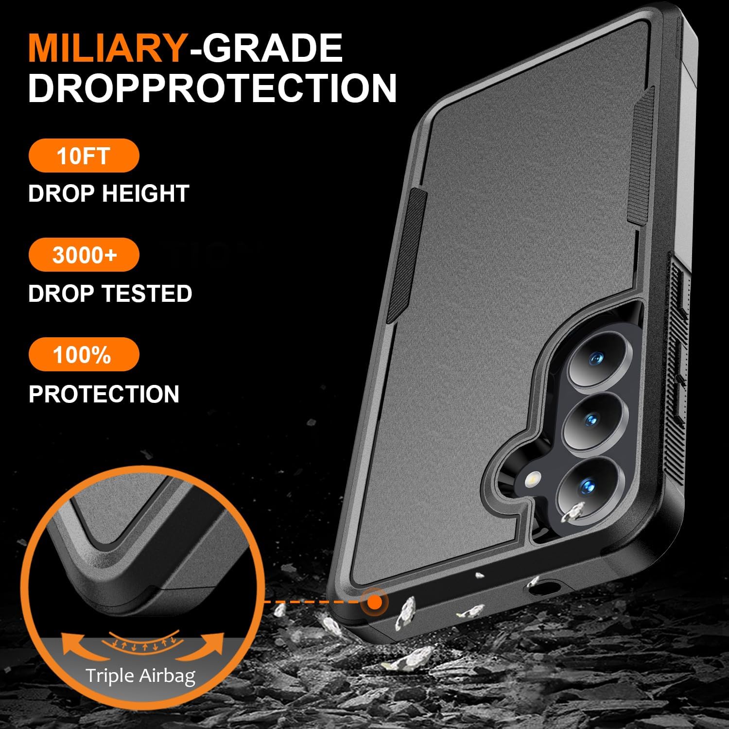 Detalle de Ezanmull Samsung Galaxy S26 FE Case with Tempered Glass Protectors
