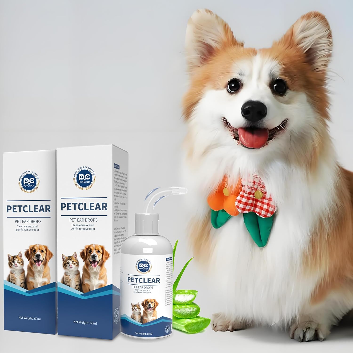 PETCLEAR Ohrenreiniger Hund – 2x120 ml mit biegbarem Applikator