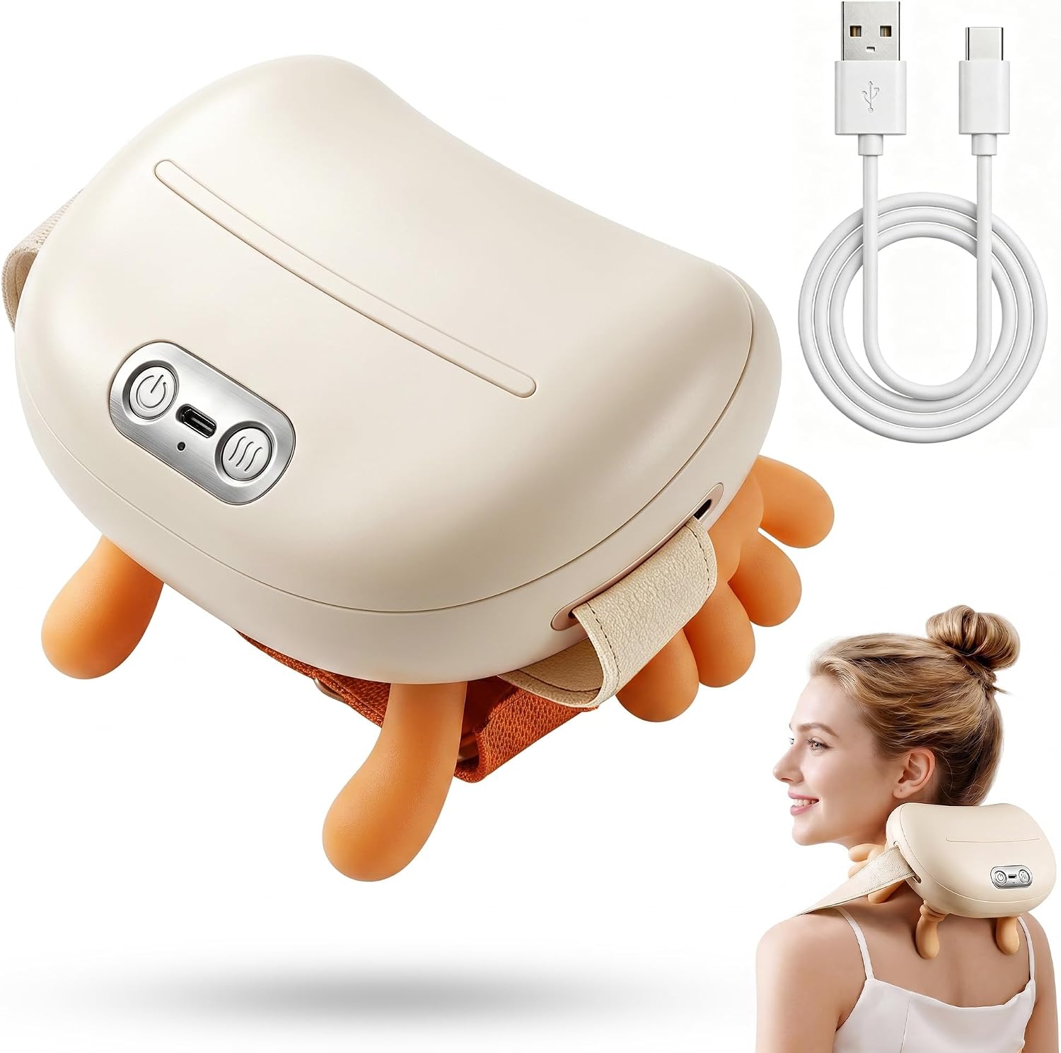 Detalle de Massaggiatore cervicale wireless con 3 livelli di intensità e 2 di calore – per collo, spalle e schiena