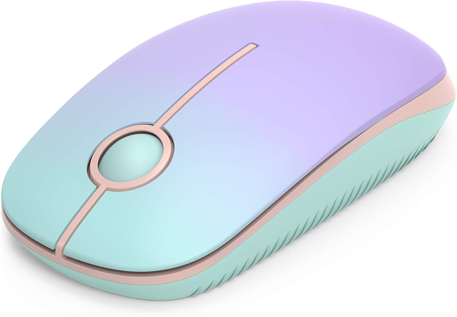 Detalle de Seenda kabellose Maus 2,4G, 1600 DPI – leise, rechts- und linksseitig nutzbar, 18 Monate Akkulaufzeit (Grün & Lila)