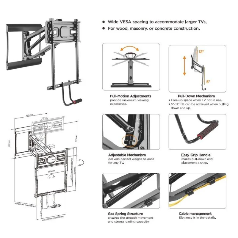 Thumbnail 1 de Equip Soporte de Pared para Pantalla 43"-70" de Pared Pull Down, VESA 600x400, Máx 35 kg