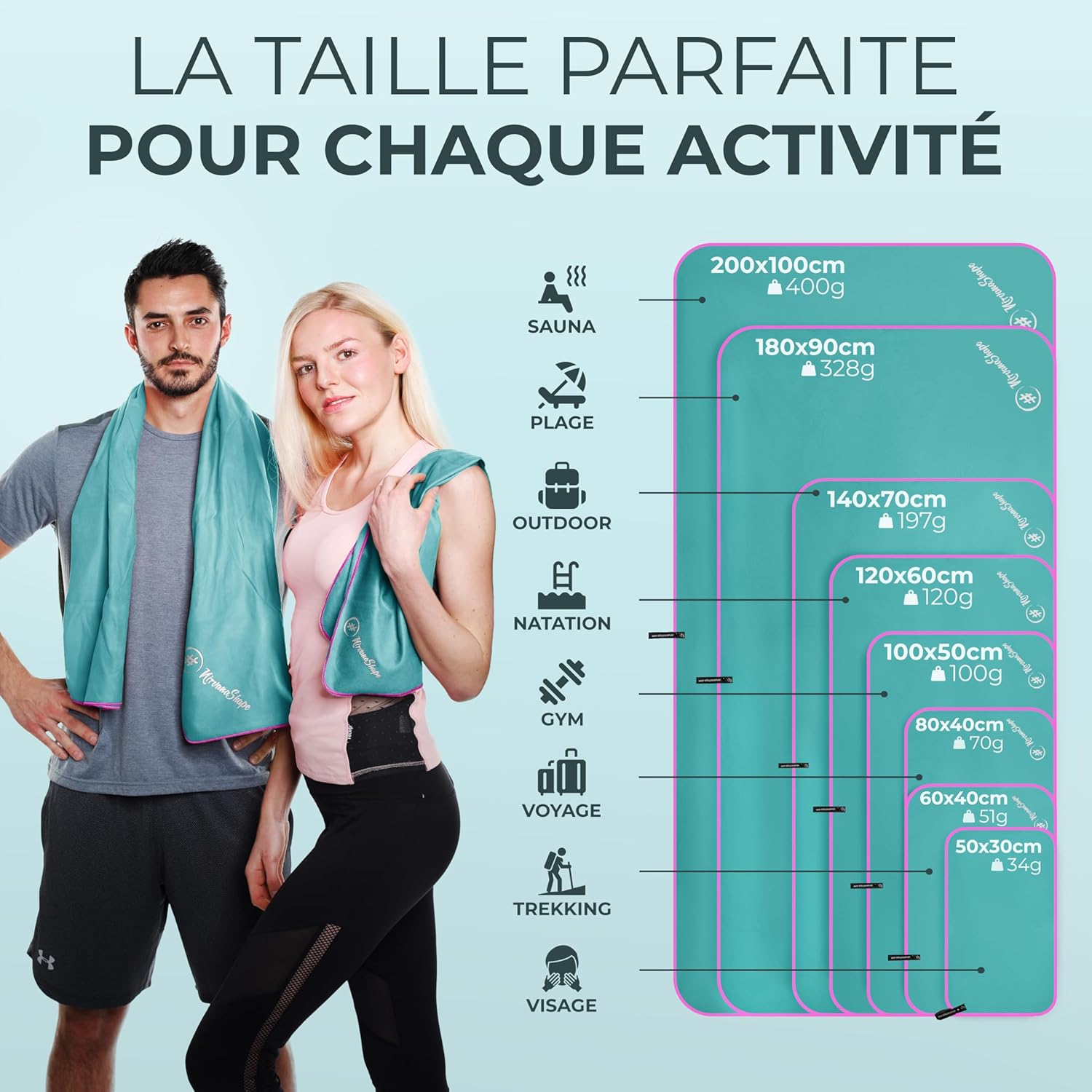 Thumbnail 3 de NirvanaShape Serviette Microfibre — Séchage rapide et poids plume pour le sport et le voyage