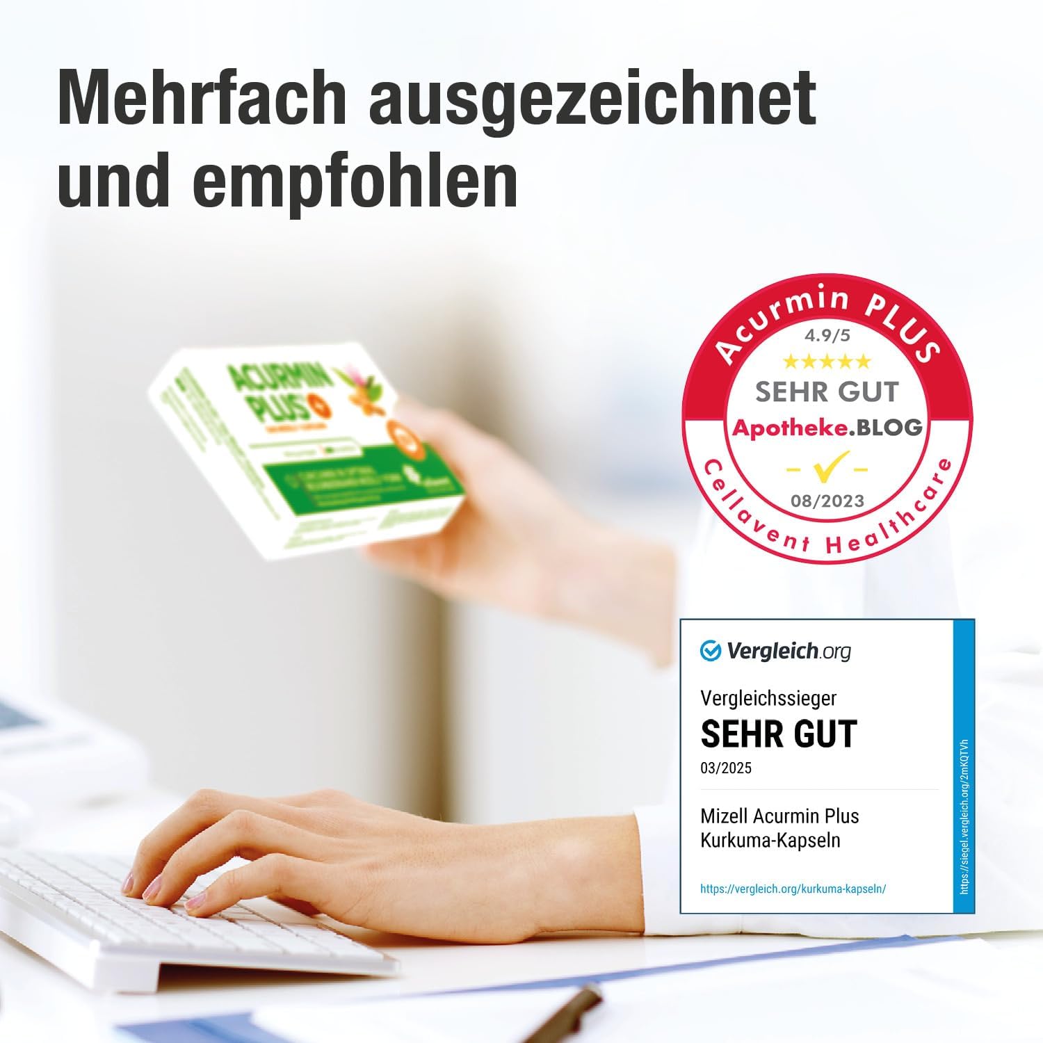Detalle de ACURMIN PLUS 185x effektivere Kurkuma Kapseln – 60 Softgelkapseln, 95% Curcumin, Mizellen-Technologie, 10.000 mg Kurkuma-Äquivalent/Tag