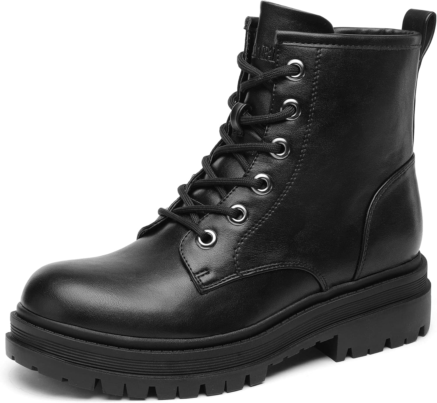 Detalle de DREAM PAIRS Combat Boots Ankle Booties: Lace-Up Convenience, Side Zipper, and Lug Sole