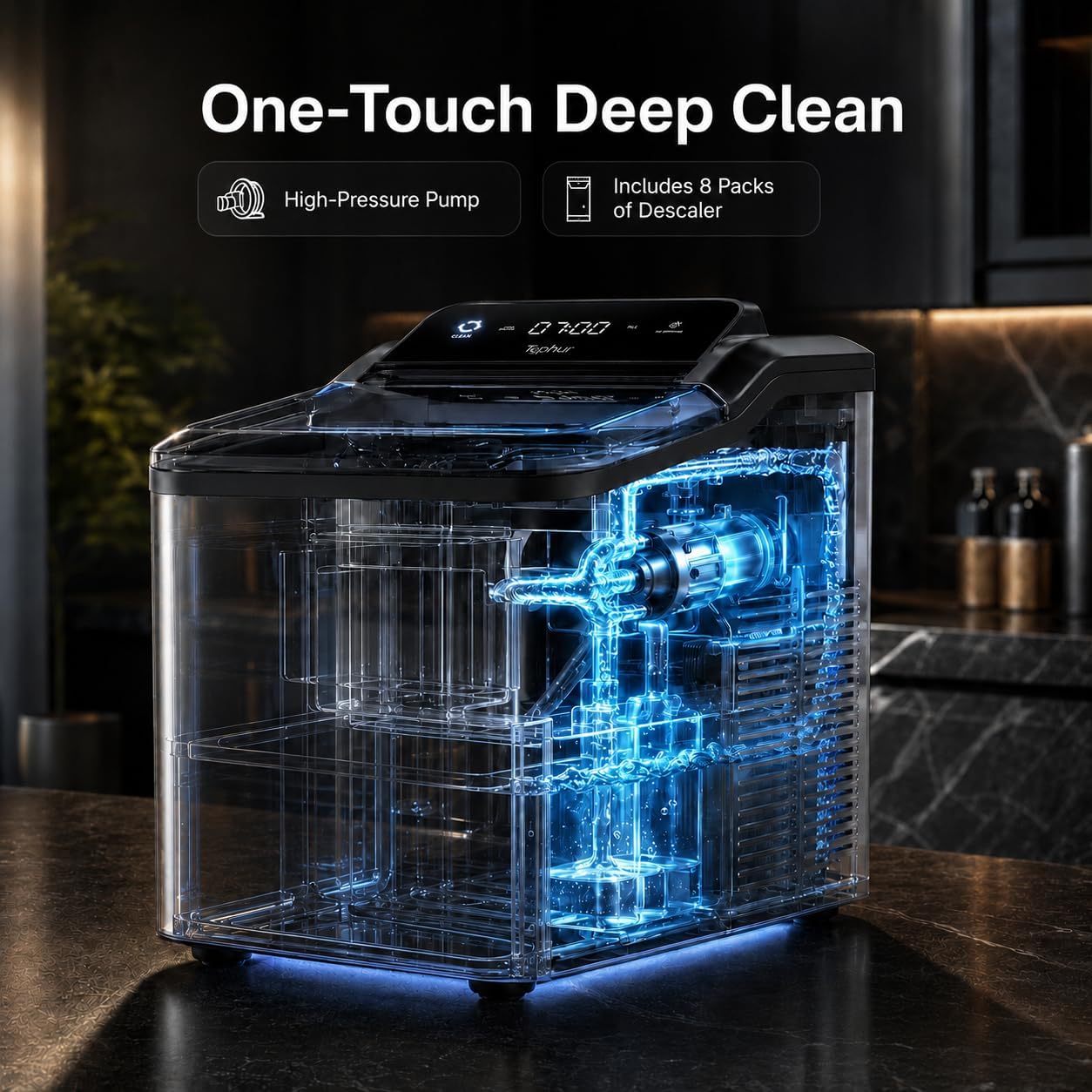 Detalle de Typhur CM03 Nugget Ice Maker, 35 lb Daily Output, Self-Cleaning Pump