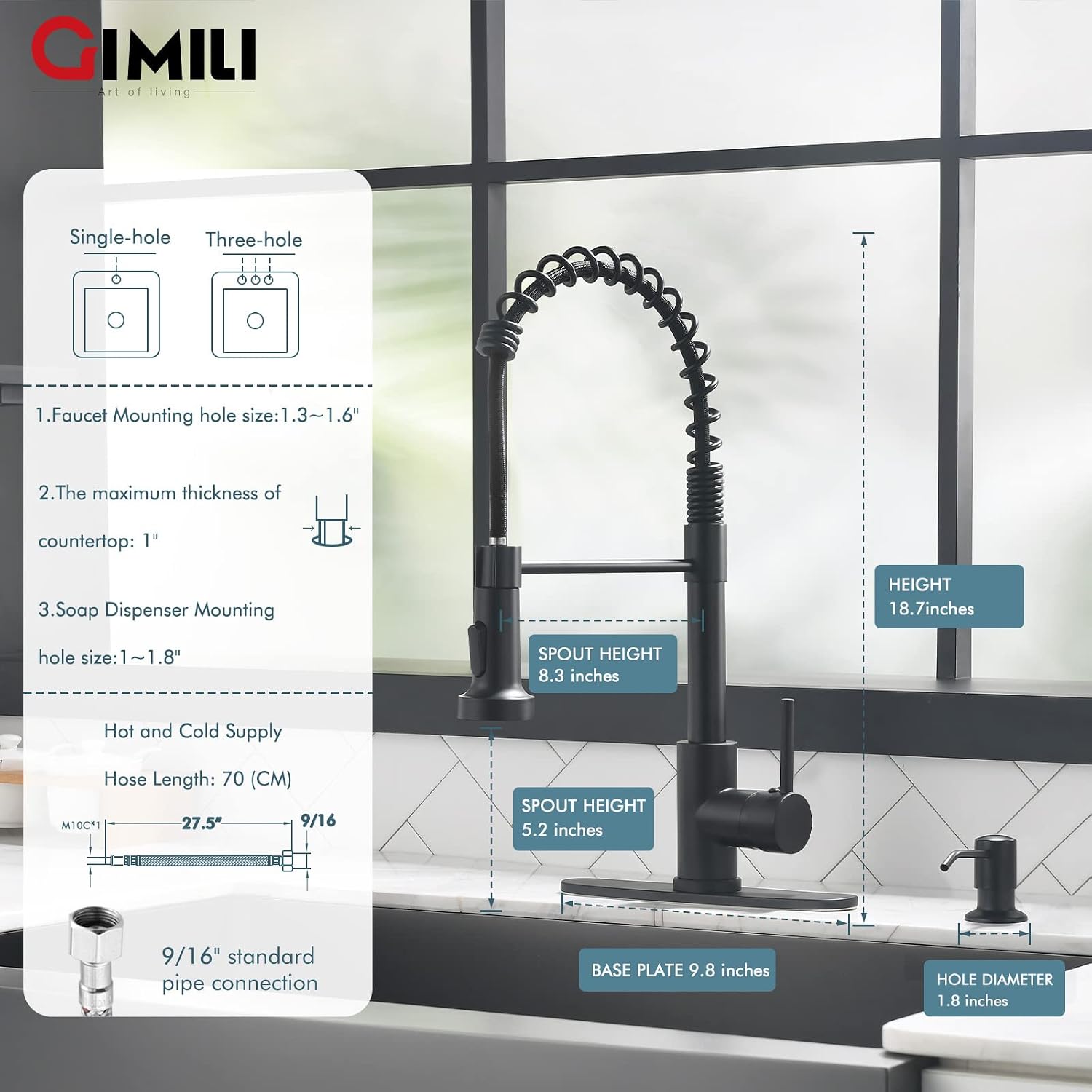 Detalle 2 de GIMILI Kitchen Faucet Stainless Steel
