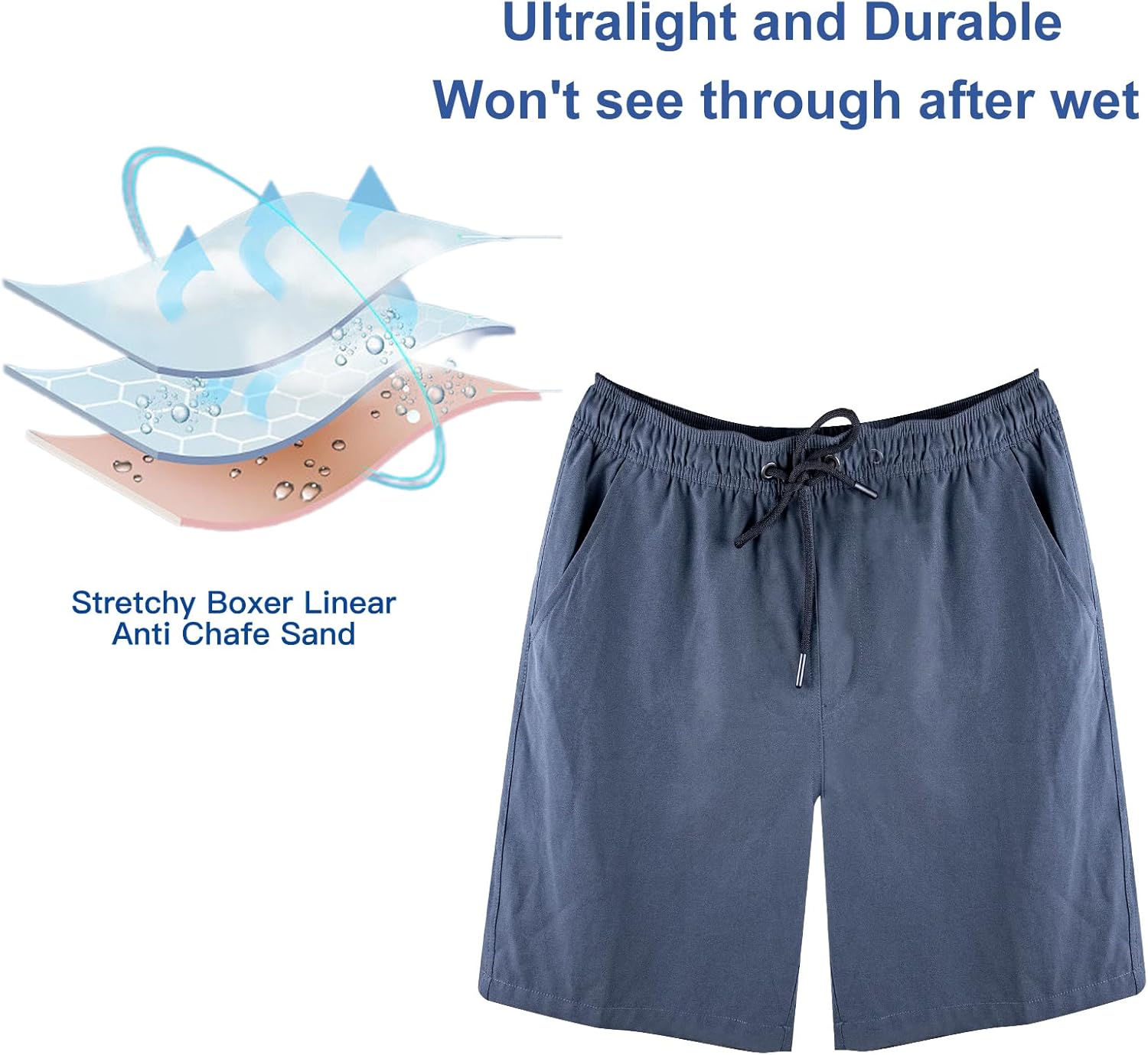 Detalle de Milaloko Men's Swimming Shorts with Compression Liner – Quick-Dry Boardshorts
