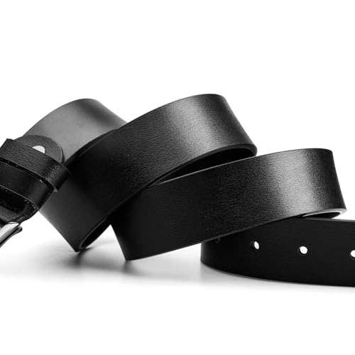 Thumbnail 3 de Maikun Black Leather Belt for Men – Classic Pin Buckle, Adjustable Sizing with Hole Pouch