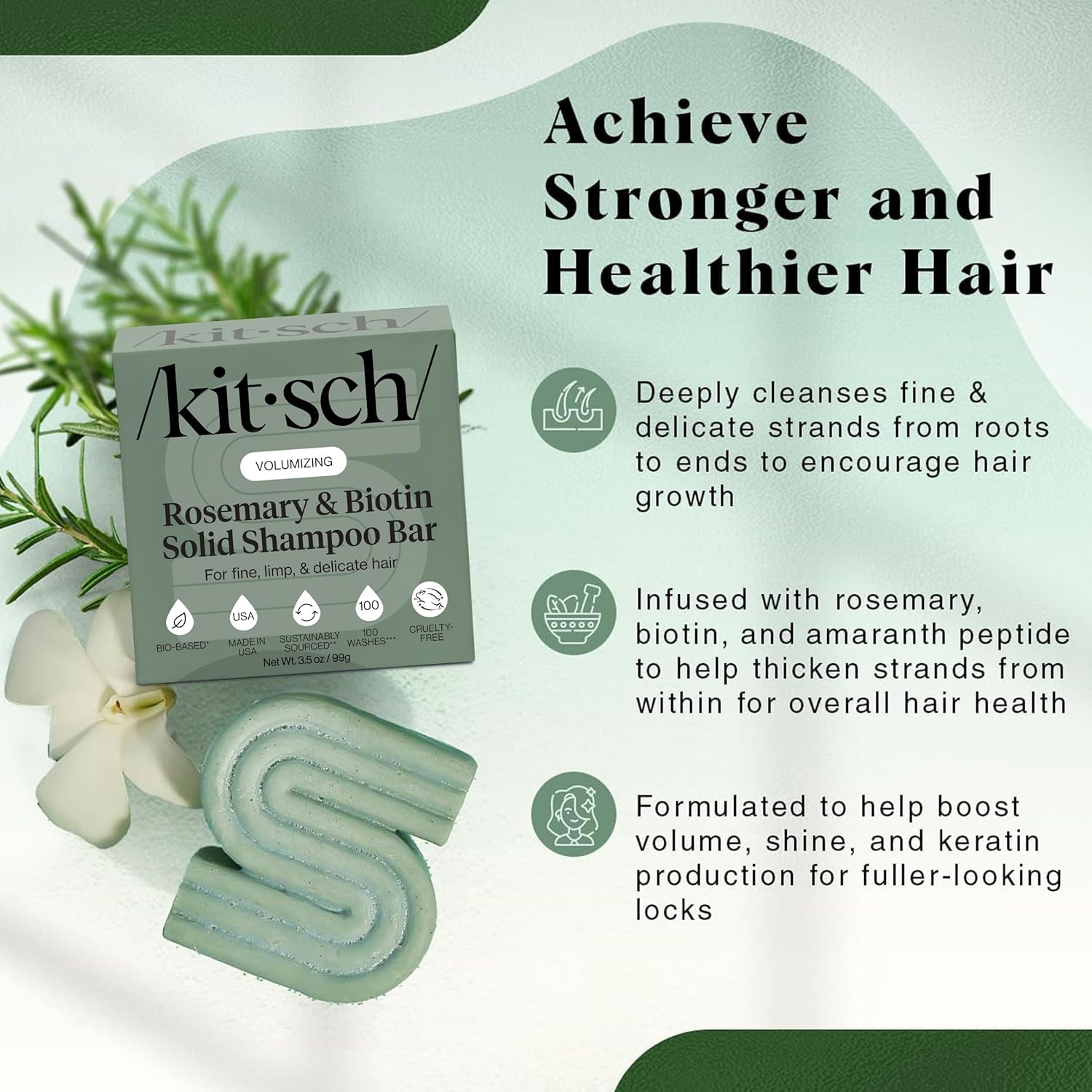 Thumbnail 1 de Kitsch Rosemary & Biotin Shampoo Bar (3.5 oz) — Volumizing, Strengthening Hair Growth Shampoo Bar