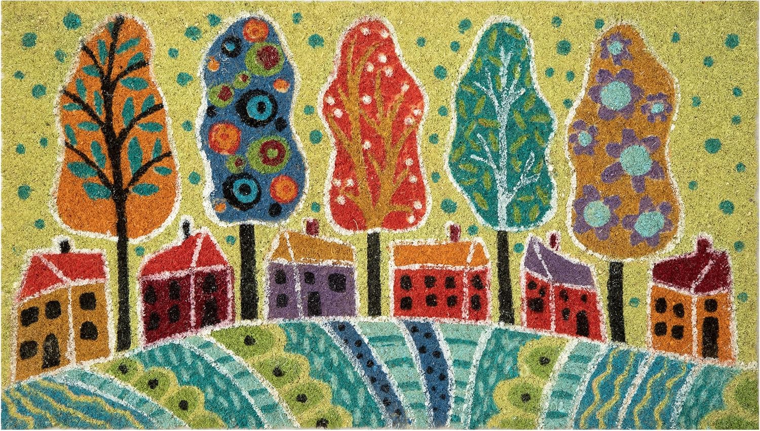 Thumbnail 6 de Baroni Home Zerbino da Esterno in Cocco con Base Antiscivolo PVC, Dipinto a Mano “Paesaggio 3” 70x40x2 cm