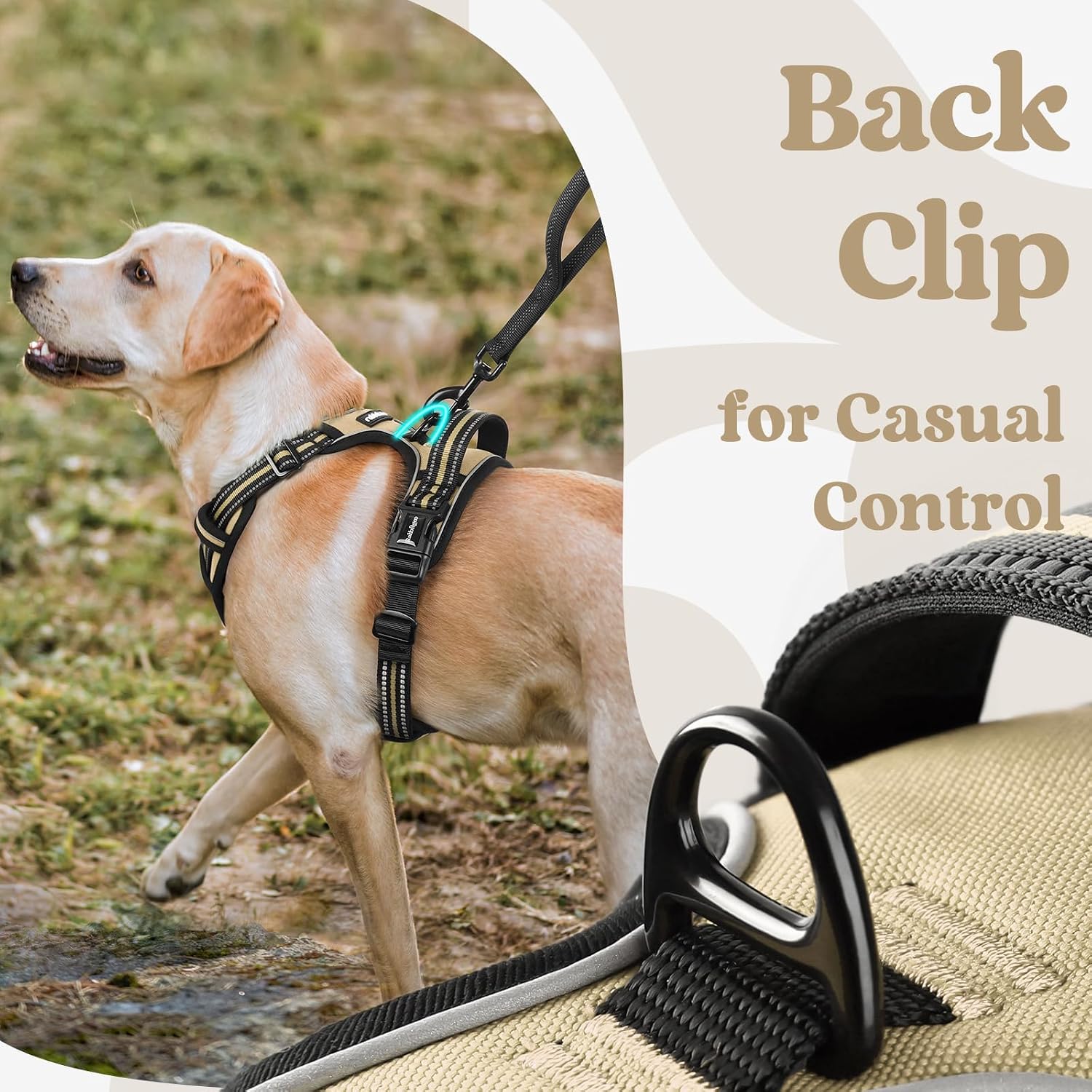 Thumbnail 5 de rabbitgoo Dog Harness for Large (XL) — No-Pull Adjustable Soft Padded Vest with 3 Buckles, Reflective Strips & Control Handle