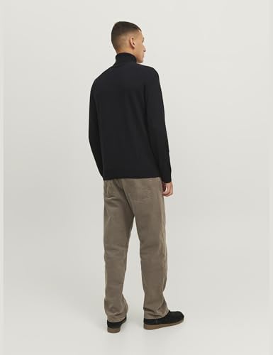 Detalle de JACK & JONES Jjeemil Knit Roll Neck Noos Camiseta Cuello Alto – Negro, Large para Hombre