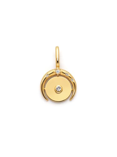Detalle de Charm SINGULARU Charm Medallion Moonset en latón bañado en oro de 18 Kt con circonitas