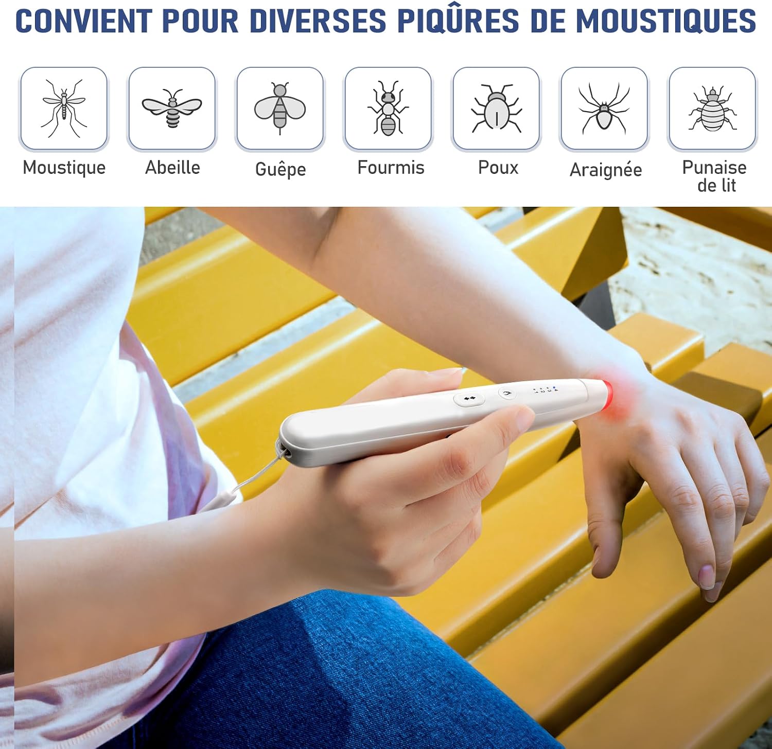 Detalle 2 de ICARe Stylo chauffant anti-piqûres d'insectes – rechargeable, 4 niveaux de chaleur