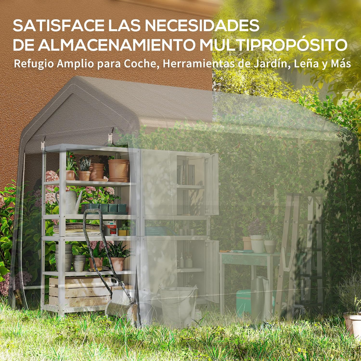 Thumbnail 5 de Outsunny Carpa jardín 2,4x2x2 m para herramientas