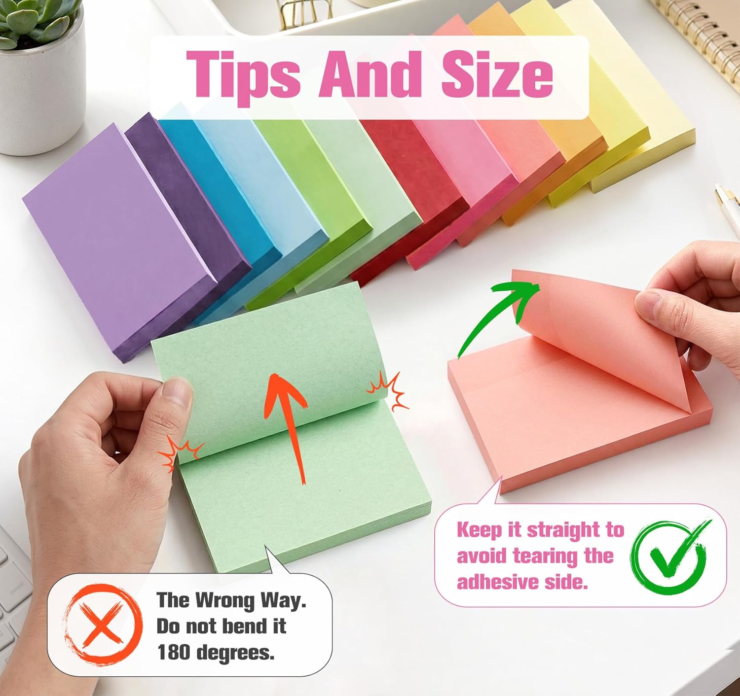 Thumbnail 5 de Agoer 2400 Notes Sticky Notes – 12 couleurs vives, mini blocs autocollants 50 x 38 mm
