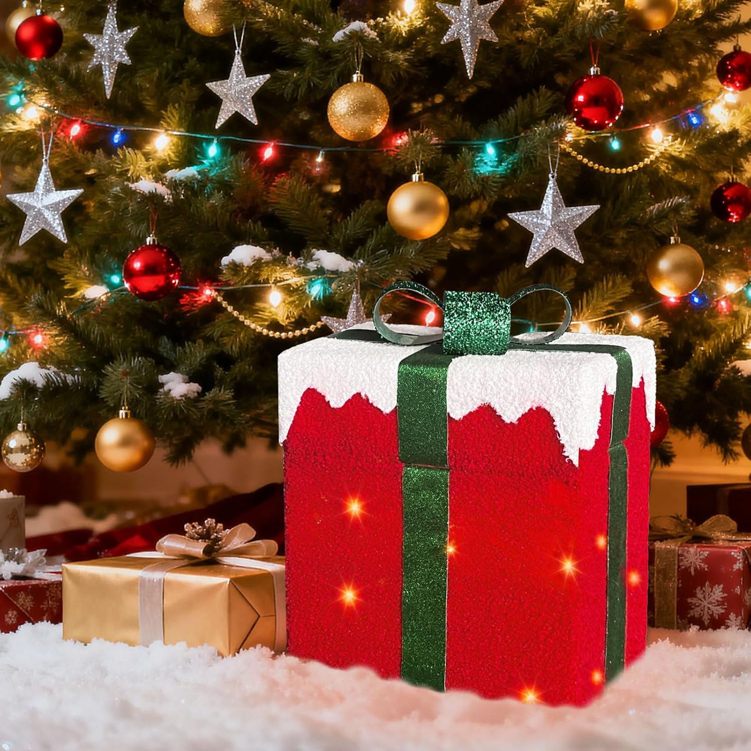 Detalle 2 de PEIDUO 806047-7-16 Animated Christmas Santa Gift Box with 48 Warm LEDs