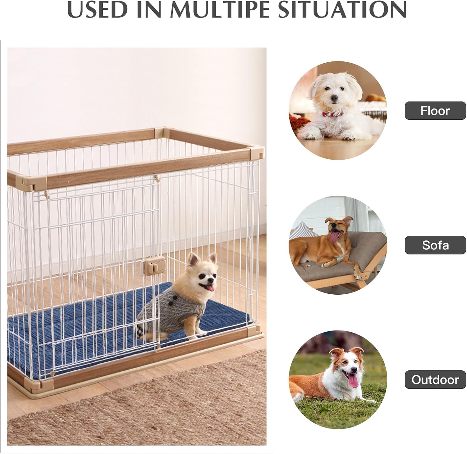 Detalle de BVAGSS Orthopädisches Hundebett 76x50x4 cm Navy – Waschbar, eierförmiger Schaum, weicher Plüsch