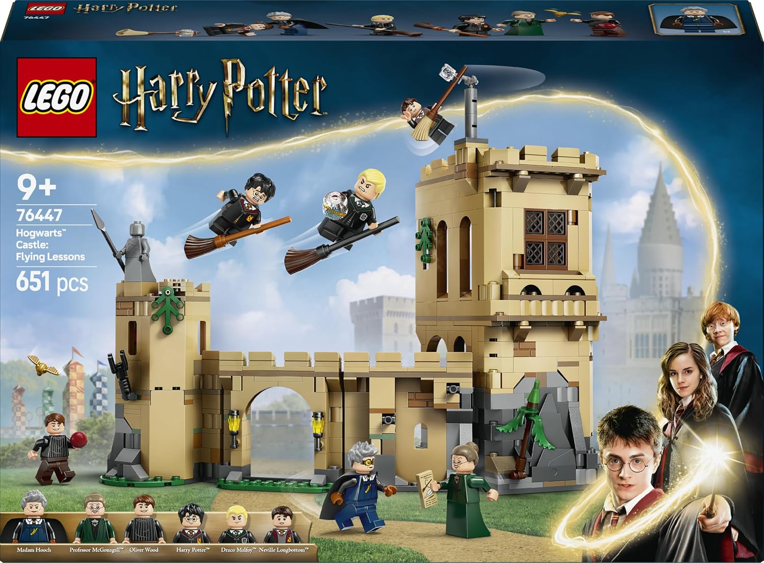Detalle de LEGO Harry Potter Hogwarts Castle: Flying Lessons 76447, 651-piece set