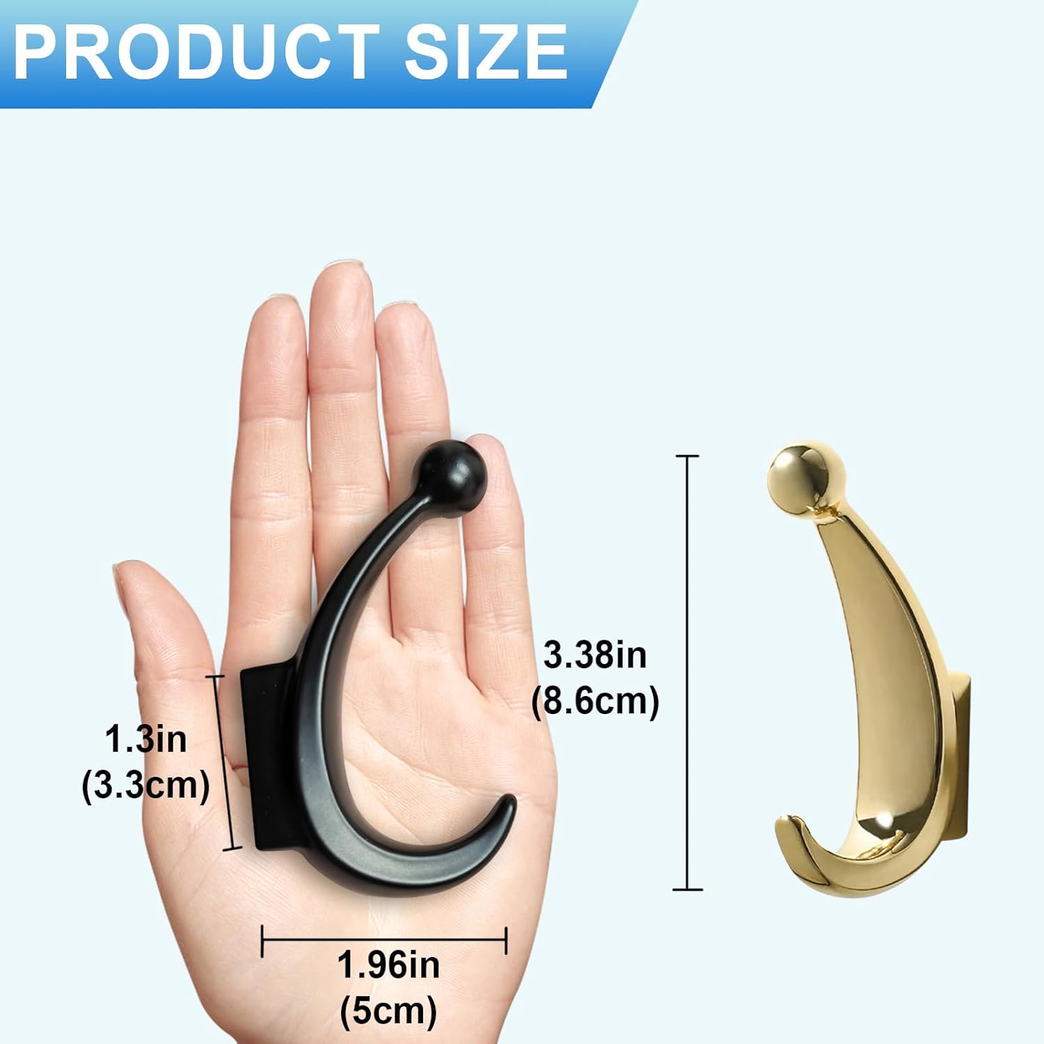 Thumbnail 1 de Yundoza Door Hooks Screw in, 2 Pack Metal Bathroom Towel Hook for Coat Robe Keys Clothes Bags (Gold)