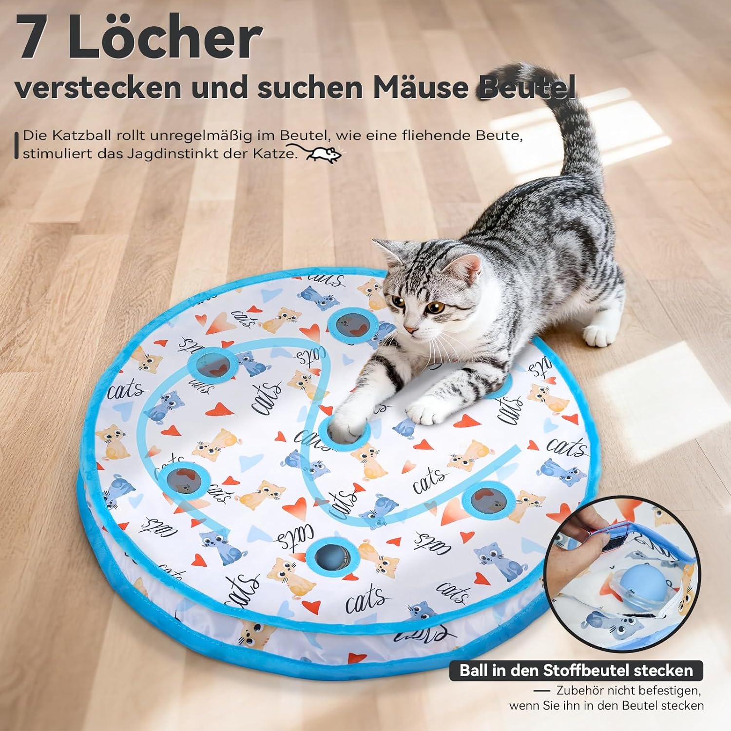 Detalle de Katzenspielzeug für drinnen mit 7 Löchern