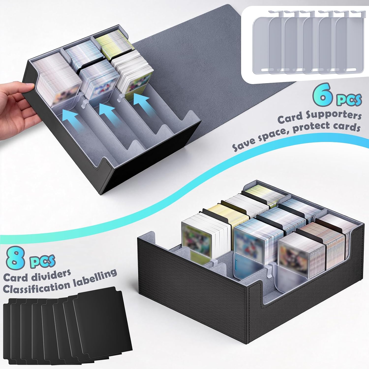 Detalle de Dayacoco Card Deck Box: Premium 2400+ Card Storage in PU Leather