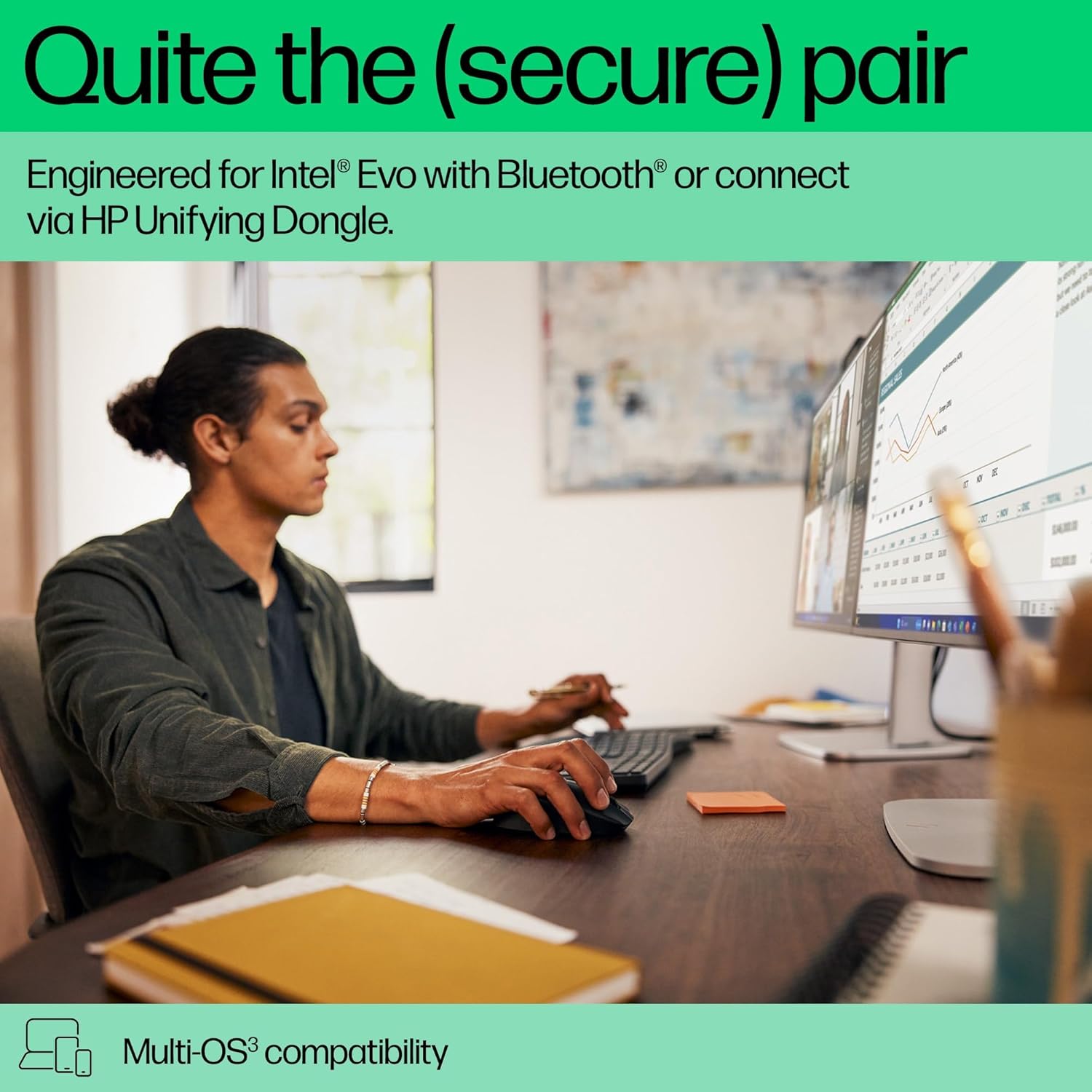 Thumbnail 3 de HP 680 Comfort Dual-Mode Keyboard/Mouse Combo with Wave-Shape Keys, Quiet Clicks and 4D Tilt Wheel