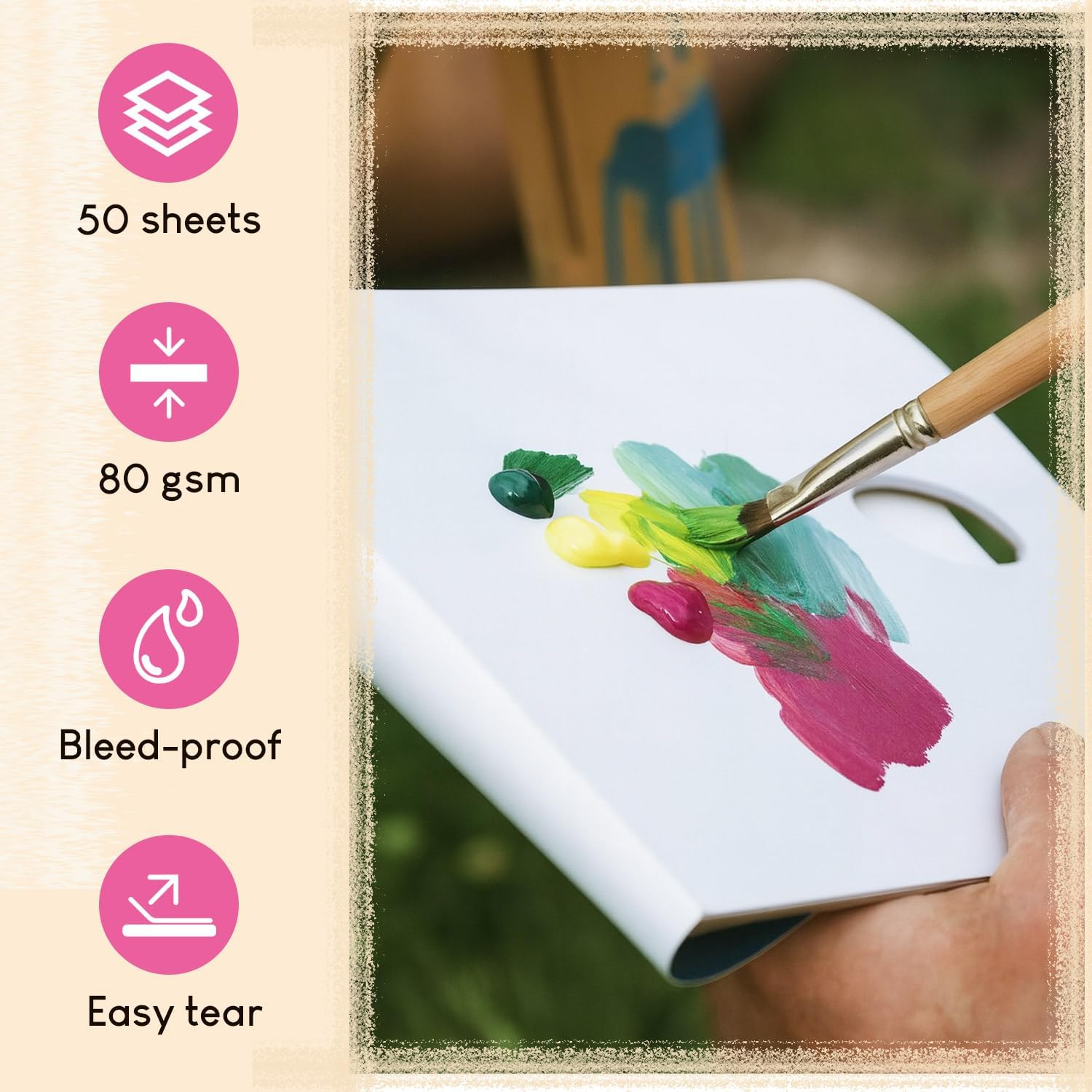 Detalle de Stationery Island A4 Tear-Off Palette Pad (50 Sheets, 80gsm) for Oil, Acrylic & Watercolour Painting