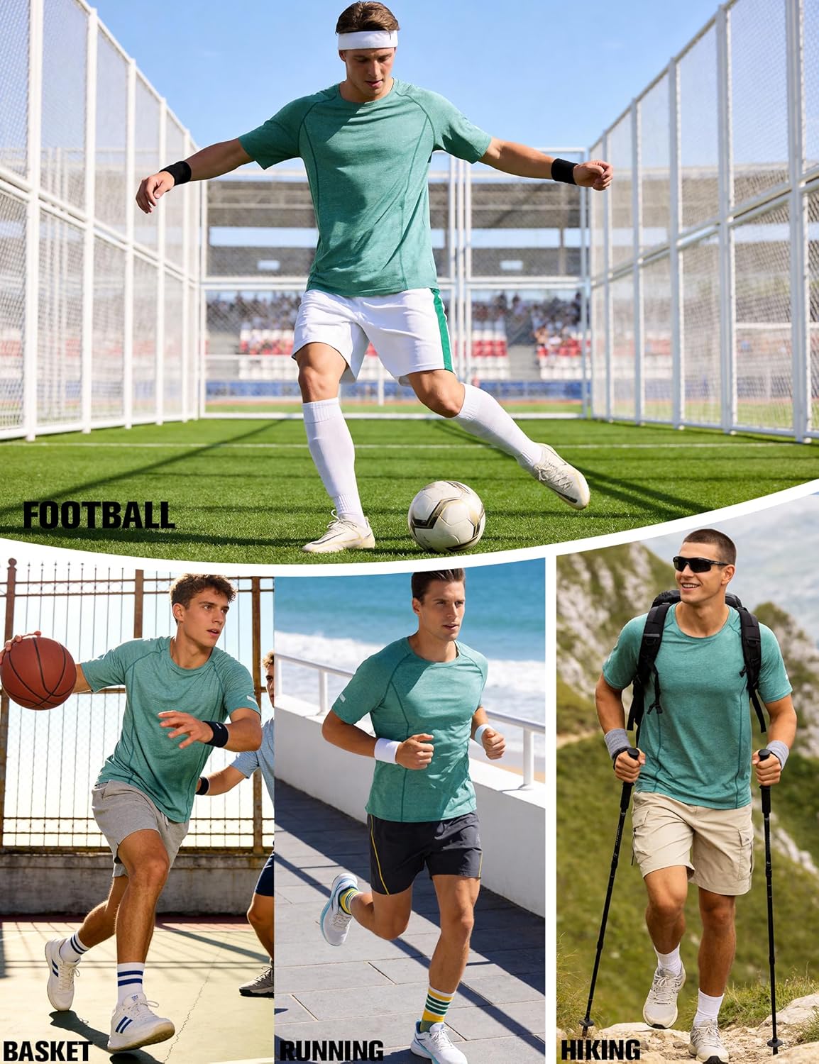 Thumbnail 5 de Wayleb maglietta sportiva uomo traspirante elasticizzata in tessuto tecnico (maniche corte) S-3XL