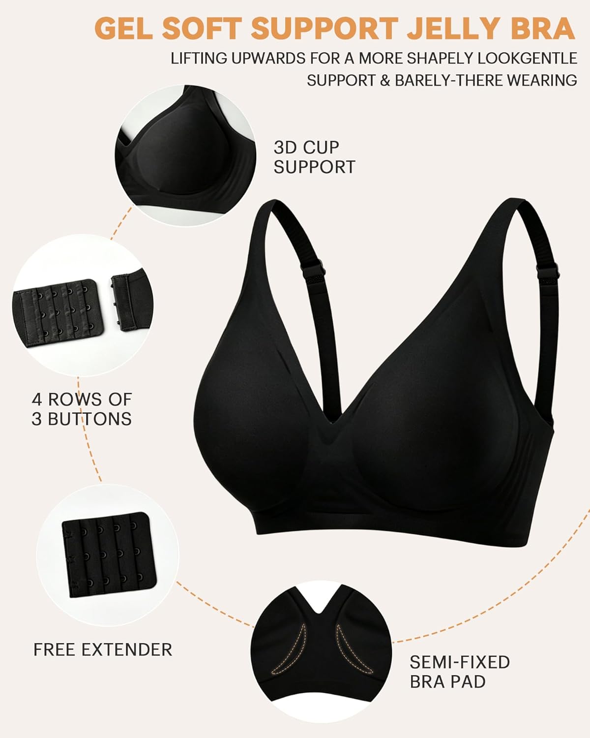Thumbnail 2 de Bresdk Soutien-Gorge Push-Up sans Armatures – Décolleté en V profond et Maintien Optimal