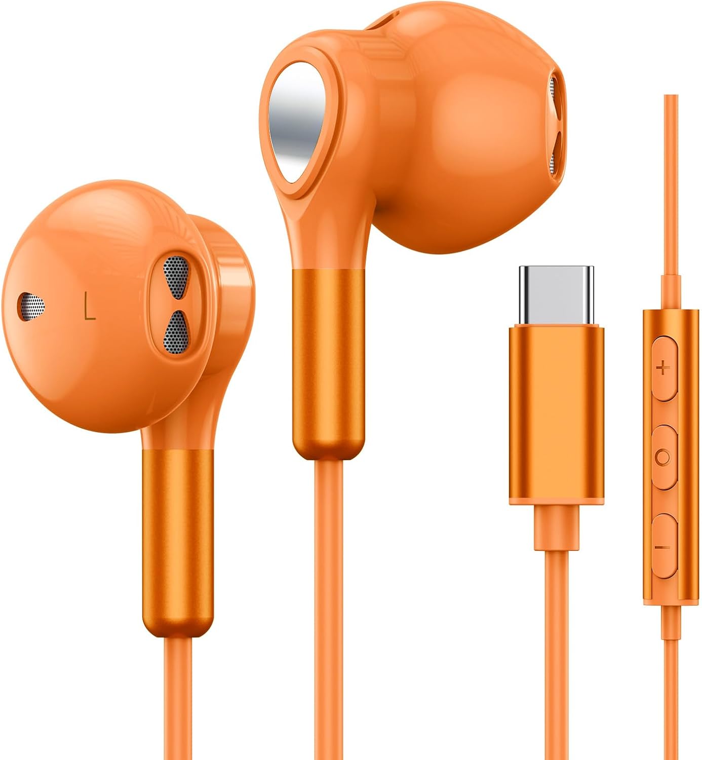Detalle de BENEWY USB‑C-Kopfhörer mit Mikrofon und Lautstärkeregler – kabelgebunden für Samsung Galaxy & iPhone (USB‑C)