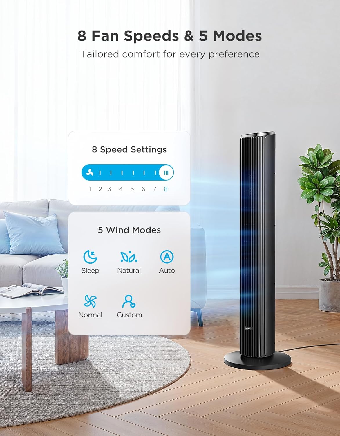 Thumbnail 4 de GoveeLife 36-inch Smart Tower Fan with App & Voice Control