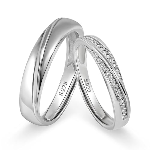Meissa Anello coppia Argento 925 – Anello di fidanzamento regolabile