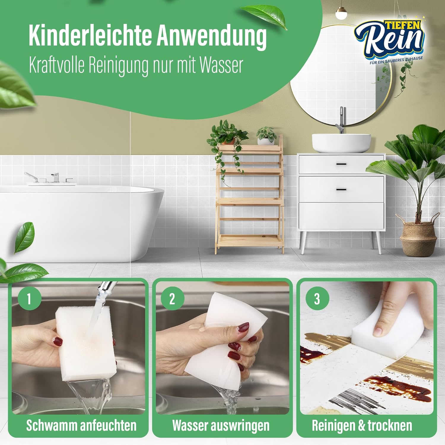 Detalle de Schmutzradierer Schwamm PRO – 2,5x längere Lebensdauer, 9er Pack Magic Eraser für Wand, Schuhe, Küche & Bad