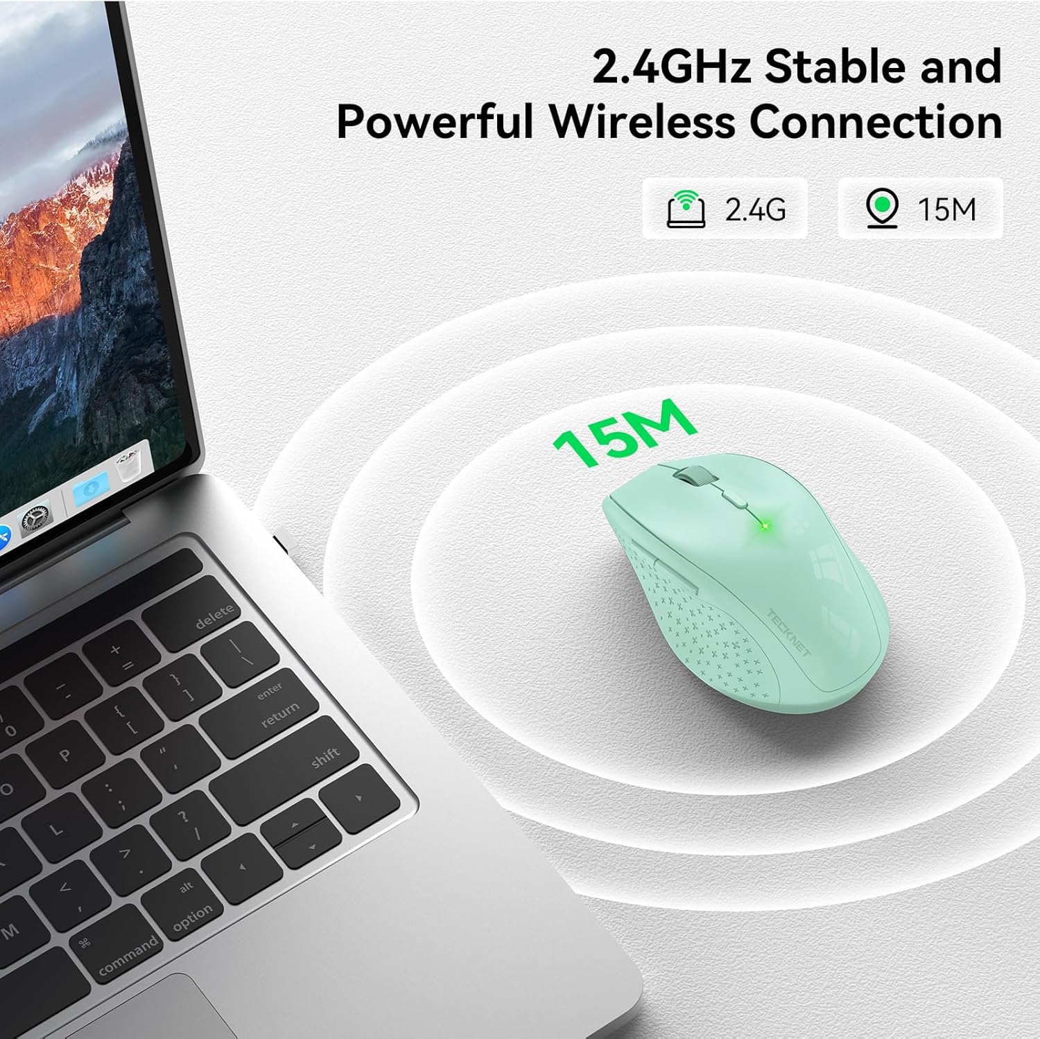 Detalle de TECKNET Kabellose Maus – 4800 DPI, 2,4-GHz Empfänger, 6 Tasten, 30 Monate Batterielaufzeit