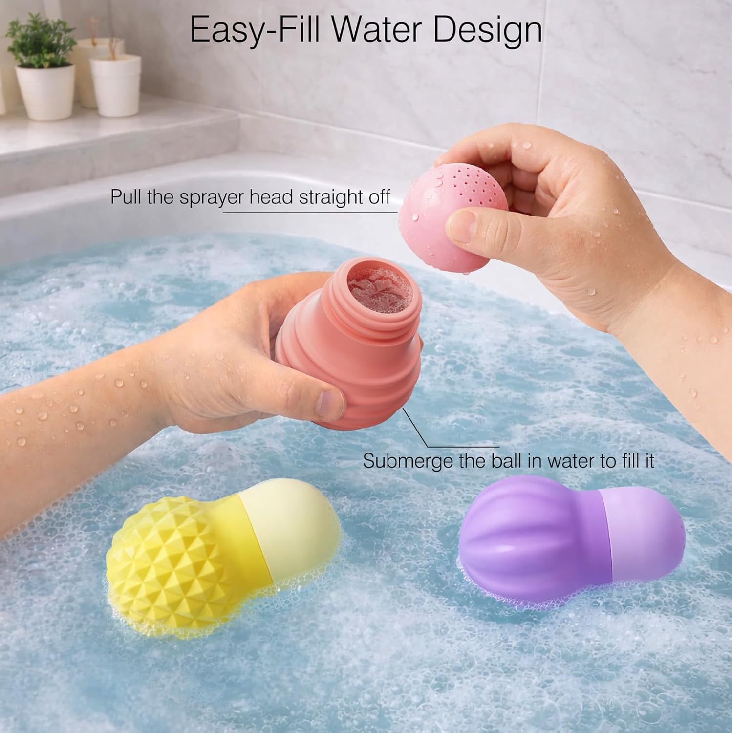 Thumbnail 3 de Sensory Squeezing Water Bath Toys for Toddlers – 3-Piece Silicone Bath Toys with Water Jet Action
