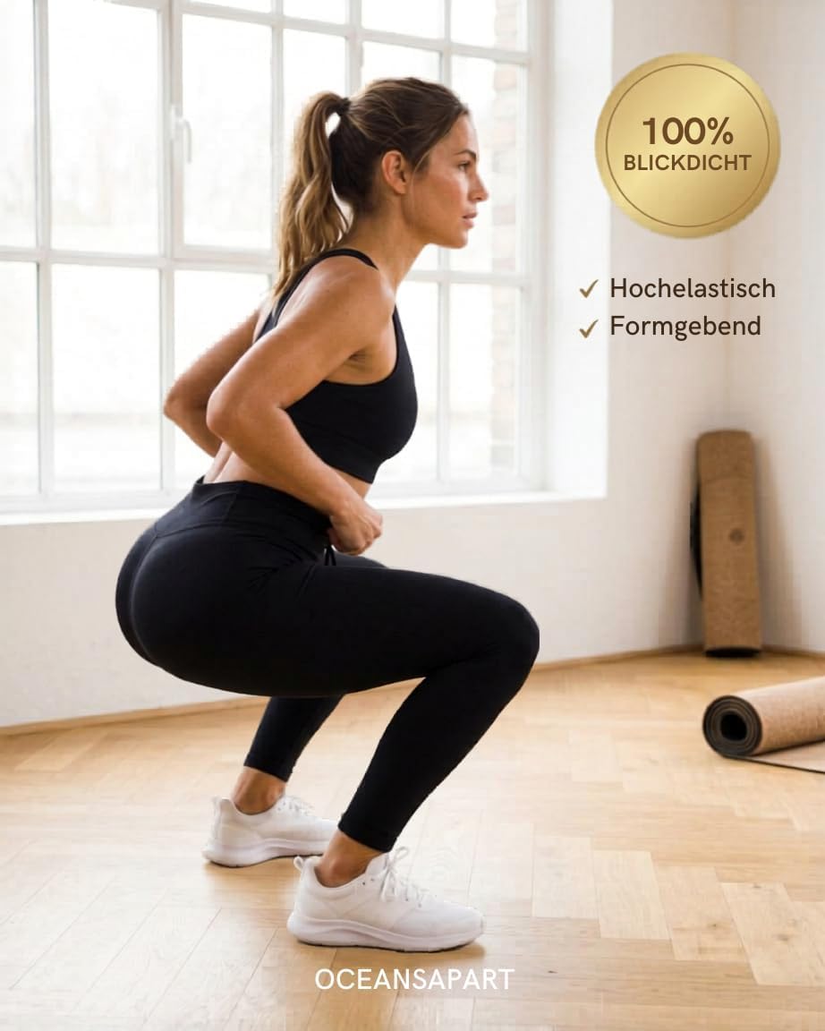 Detalle de OCEANSAPART Legging Gianna pour femme — coupe haute, opaque et évacuation d'humidité, confort et flexibilité
