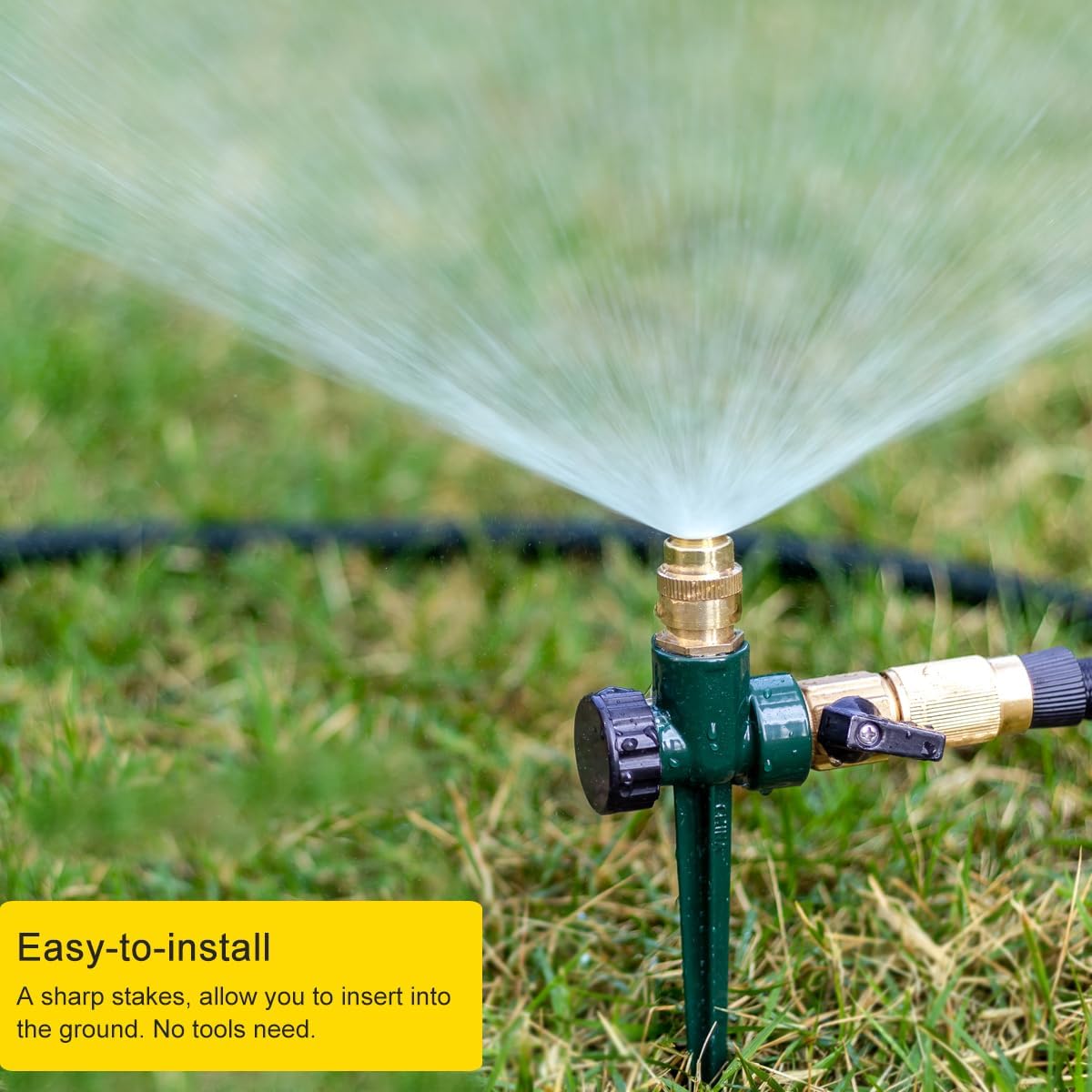 Thumbnail 4 de FANHAO 2 Pack Metal Lawn Sprinkler with Adjustable 360° Nozzle and Zinc Alloy Spike