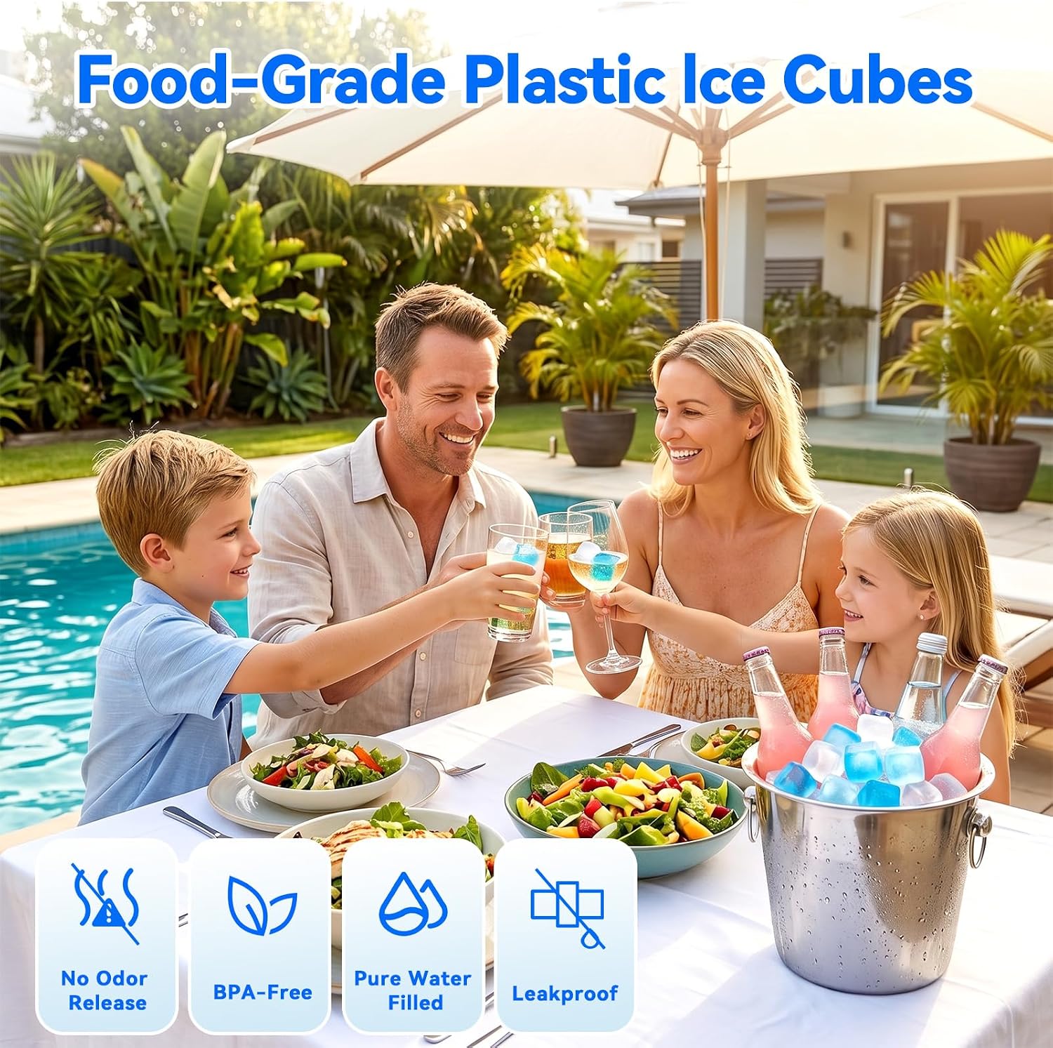 Thumbnail 1 de SHENGQIPC 1.4-Inch Reusable Ice Cubes, 100-Pack Blue BPA-Free Plastic