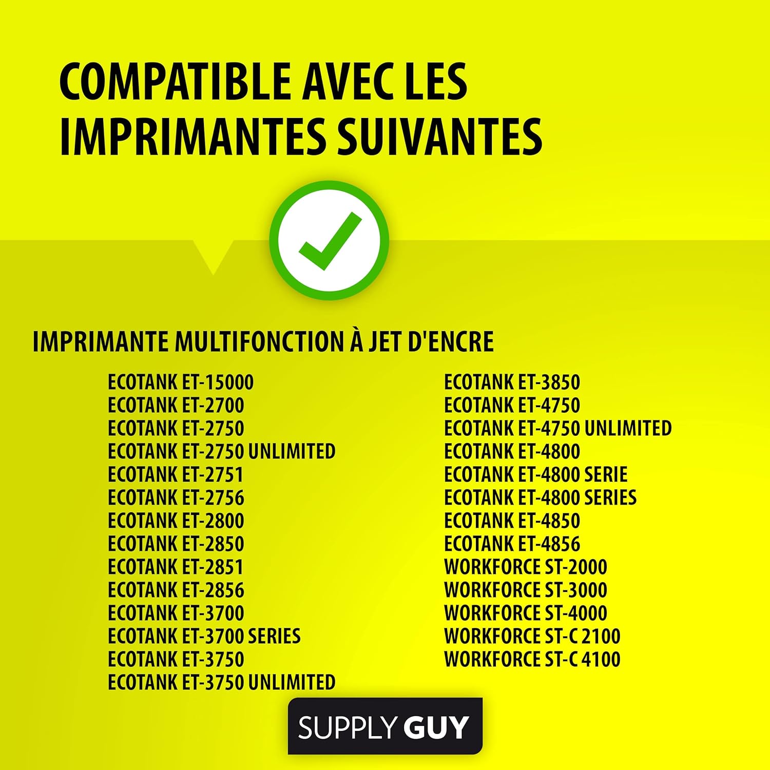 Thumbnail 1 de Supply Guy : encre compatibles Epson 102 pour EcoTank ET-4850, ET-2850, ET-2856 et autres (pack 4 bouteilles)