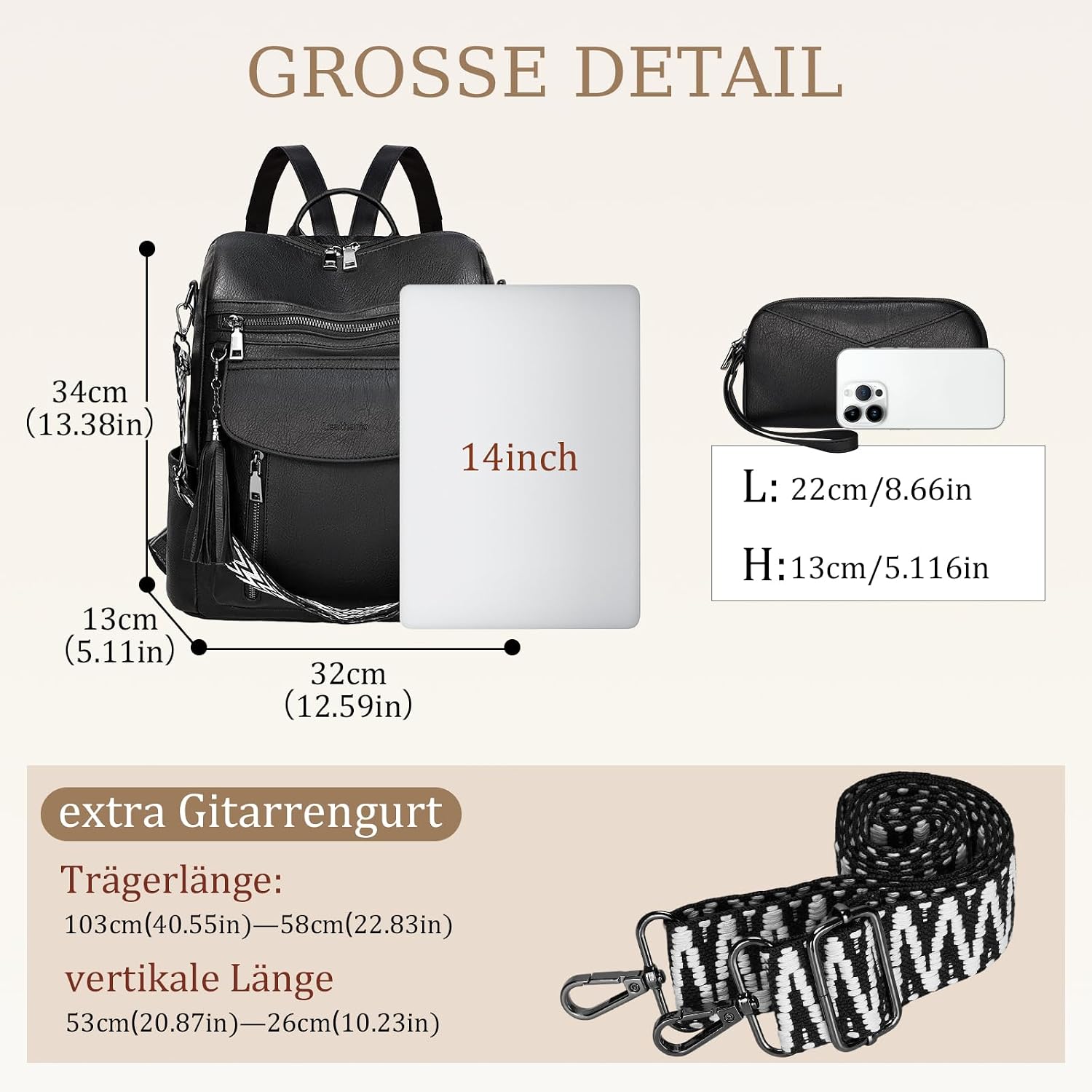Detalle de Rucksack Damen LEASOUL City 14 Zoll