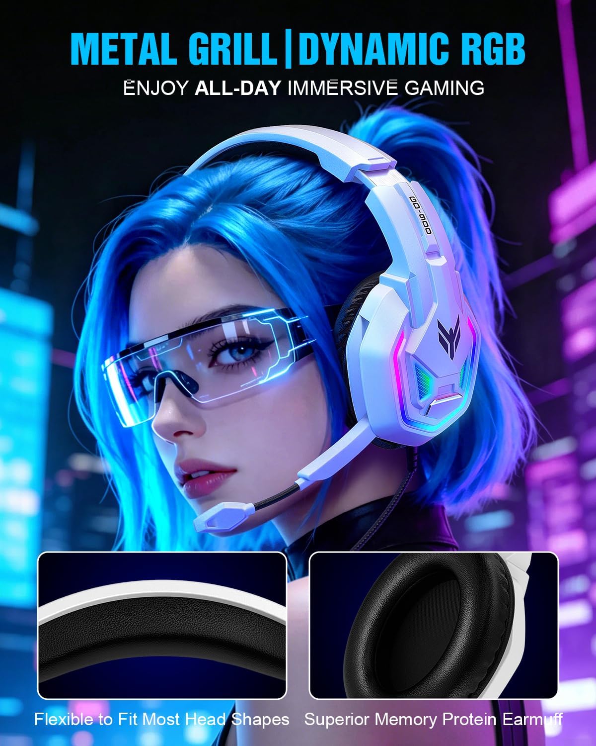 Thumbnail 5 de BENGOO Gaming Headset for Xbox Series X|S, Xbox One, PS5, PS4, PC, Switch, Mac — 7.1 Surround Sound, 50mm Drivers, Noise-Cancelling Mic, RGB Lighting