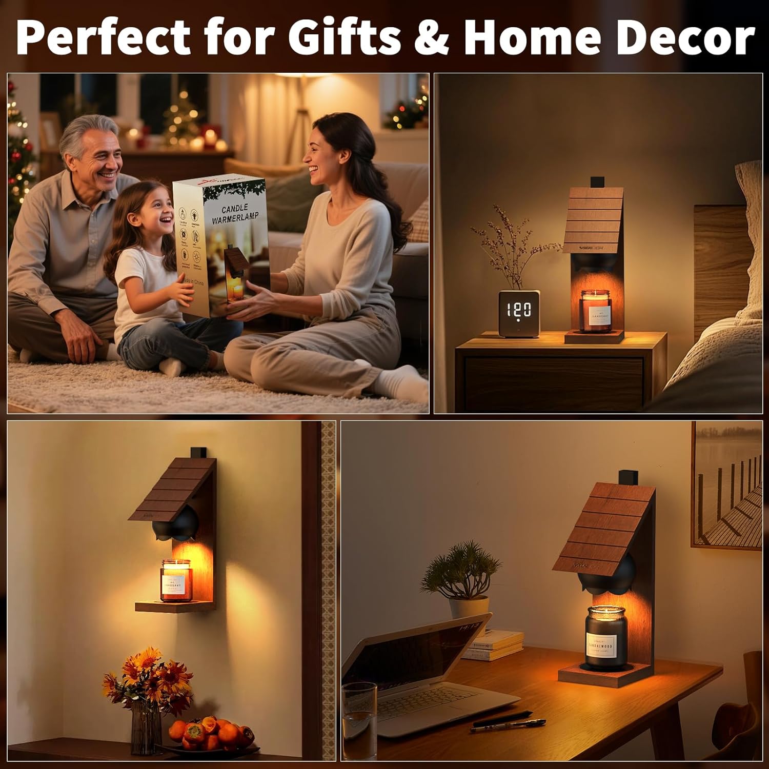Thumbnail 5 de Wooden Candle Warmer Lamp – Rustic Cabin-Shaped Wax Melter (Wall-Mount, Flameless)