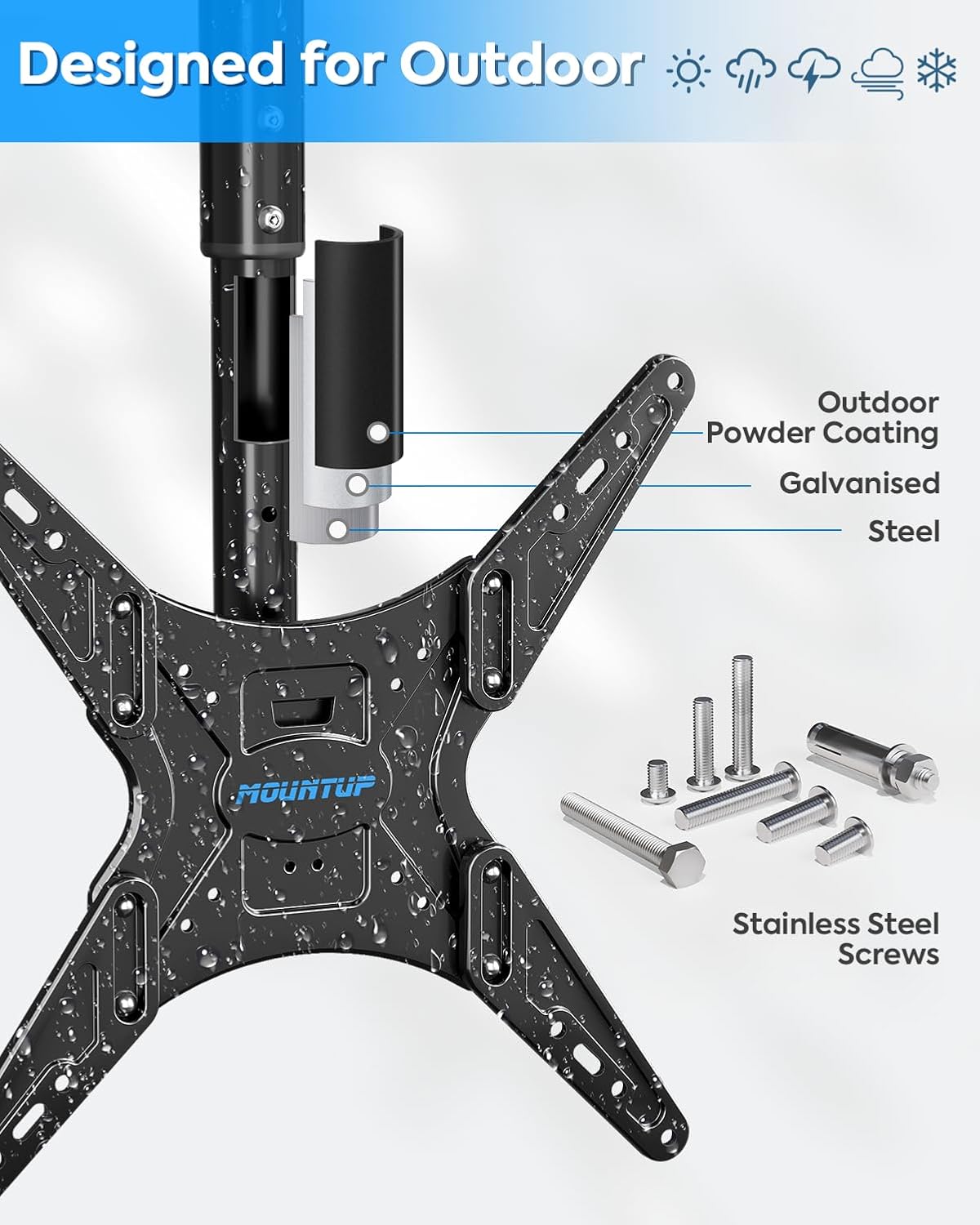 Detalle de MOUNTUP Outdoor Ceiling TV Mount for 26"–65" TVs